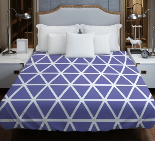 Violet Blue Triangle On White Duvet Cover