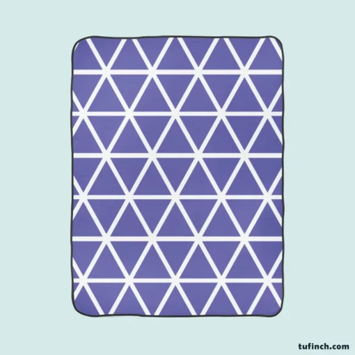 Violet Blue Triangle On White Fleece Blanket 1