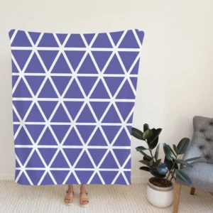 Violet Blue Triangle On White Fleece Blanket