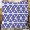 Violet Blue Triangle On White Quilt Blanket