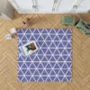 Violet Blue Triangle On White Rug