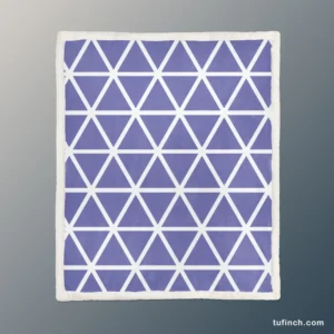 Violet Blue Triangle On White Sherpa Fleece Blanket 1