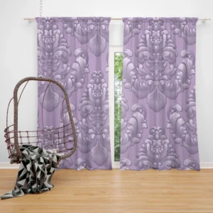 Violet Damask Pattern Curtain