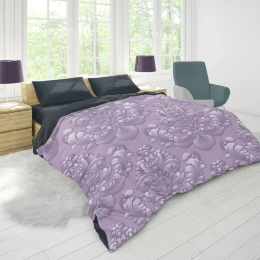 Violet Damask Pattern Duvet Cover 1