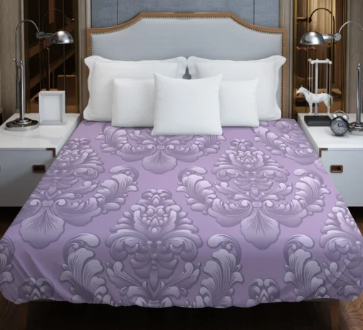 Violet Damask Pattern Duvet Cover