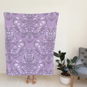 Violet Damask Pattern Fleece Blanket