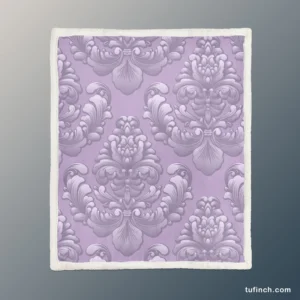 Violet Damask Pattern Sherpa Fleece Blanket 1