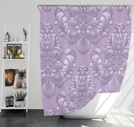 Violet Damask Pattern Shower Curtain