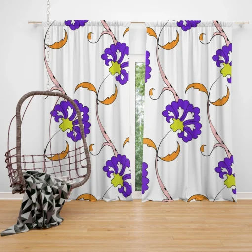 Violet Floral Element Shillington Pattern Curtain