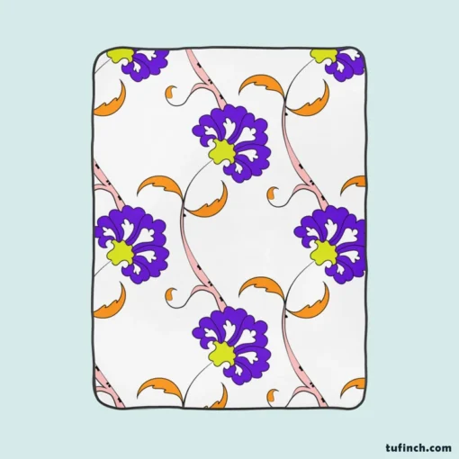 Violet Floral Element Shillington Pattern Fleece Blanket 1