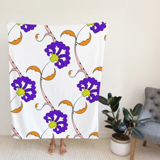 Violet Floral Element Shillington Pattern Fleece Blanket