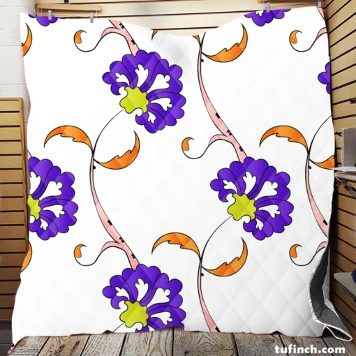 Violet Floral Element Shillington Pattern Quilt Blanket