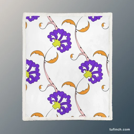 Violet Floral Element Shillington Pattern Sherpa Fleece Blanket 1