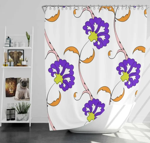 Violet Floral Element Shillington Pattern Shower Curtain