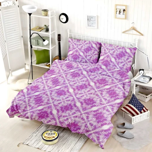 Violet Line Flower Modern Pattern Bedding Set