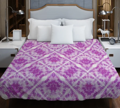 Violet Line Flower Modern Pattern Duvet Cover