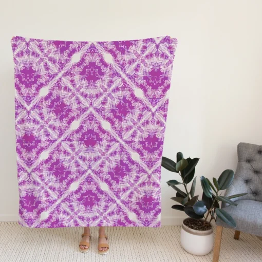 Violet Line Flower Modern Pattern Fleece Blanket