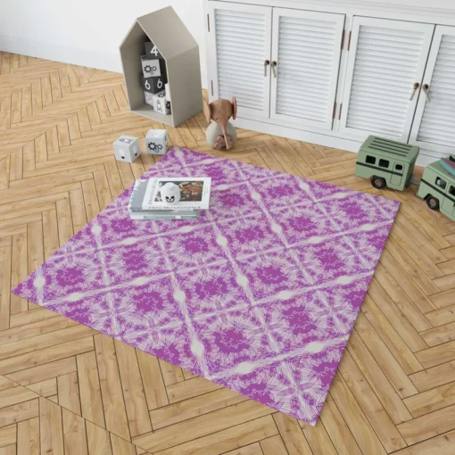 Violet Line Flower Modern Pattern Rug 1