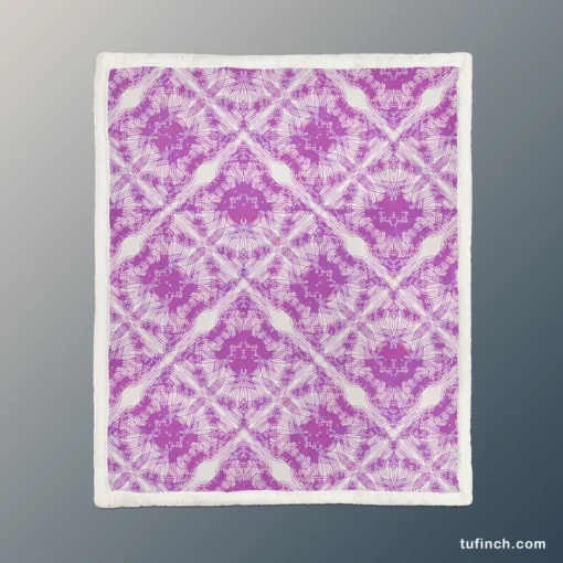 Violet Line Flower Modern Pattern Sherpa Fleece Blanket 1