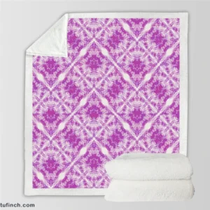 Violet Line Flower Modern Pattern Sherpa Fleece Blanket