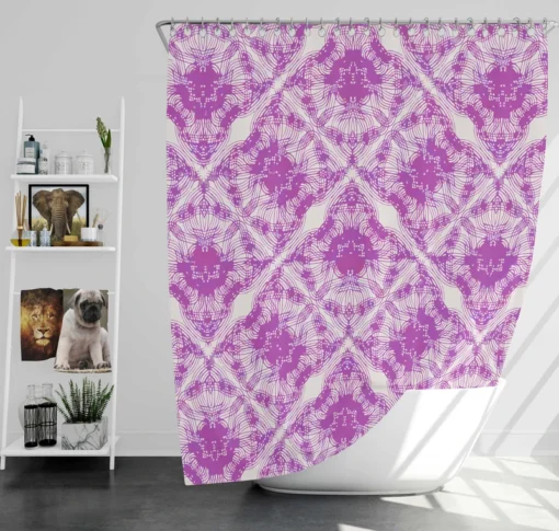 Violet Line Flower Modern Pattern Shower Curtain