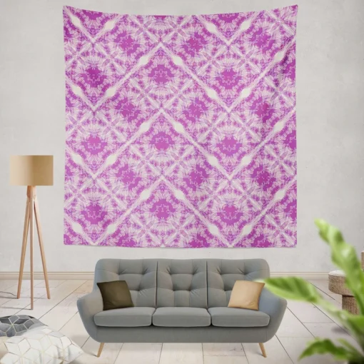 Violet Line Flower Modern Pattern Wall Tapestry