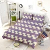 Violet White Checkered Pattern Bedding Set