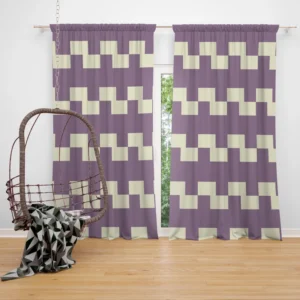 Violet White Checkered Pattern Curtain