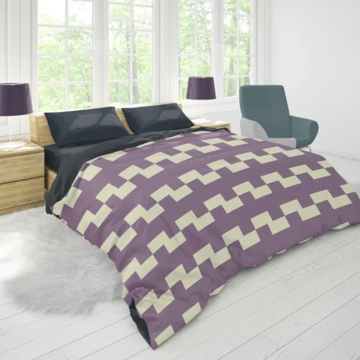 Violet White Checkered Pattern Duvet Cover 1