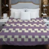 Violet White Checkered Pattern Duvet Cover