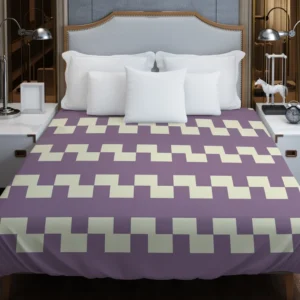 Violet White Checkered Pattern Duvet Cover