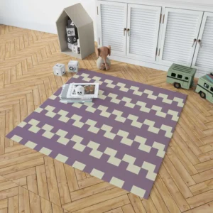 Violet White Checkered Pattern Rug 1