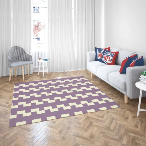 Violet White Checkered Pattern Rug 2