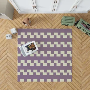 Violet White Checkered Pattern Rug