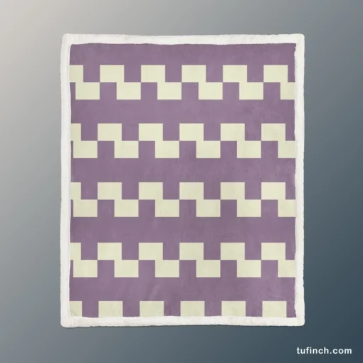 Violet White Checkered Pattern Sherpa Fleece Blanket 1