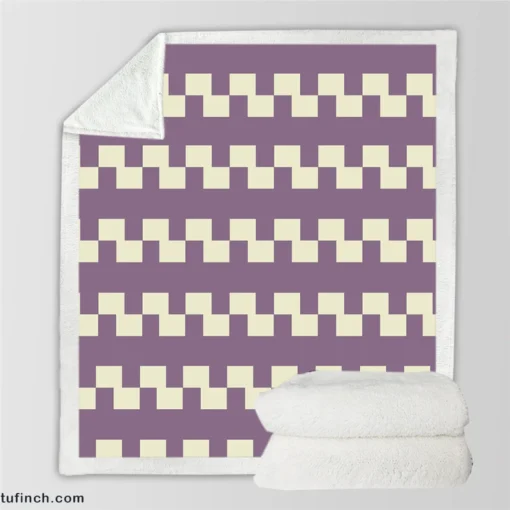 Violet White Checkered Pattern Sherpa Fleece Blanket