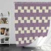 Violet White Checkered Pattern Shower Curtain