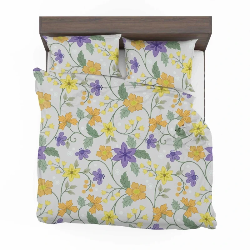 Violet Yellow Orange Floral Design Bedding Set 2