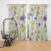 Violet Yellow Orange Floral Design Curtain