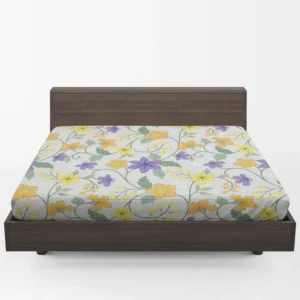 Violet Yellow Orange Floral Design Fitted Sheet 1