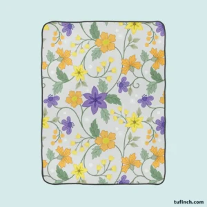 Violet Yellow Orange Floral Design Fleece Blanket 1