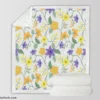 Violet Yellow Orange Floral Design Sherpa Fleece Blanket