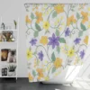 Violet Yellow Orange Floral Design Shower Curtain