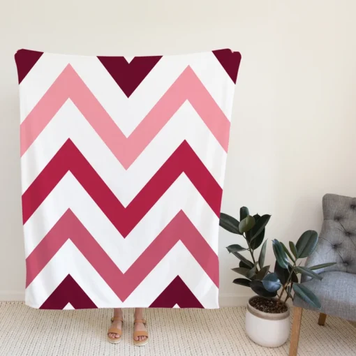 Viva Magenta Diagonal Zigzag Fleece Blanket