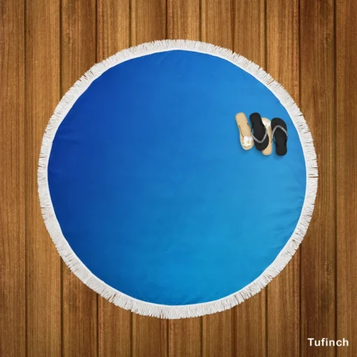 Vivid Blue Gradient Round Beach Towel