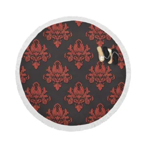 Volumetric Damask Seamless Pattern Round Beach Towel