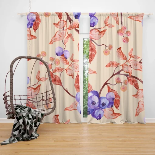 Watercolor Blueberries Curtain