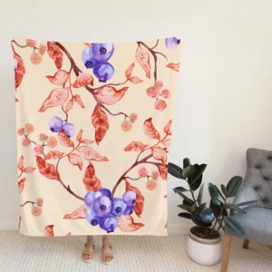 Watercolor Blueberries Fleece Blanket