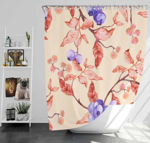 Watercolor Blueberries Shower Curtain