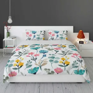 Watercolor Colorful Flowers Bedding Set 1